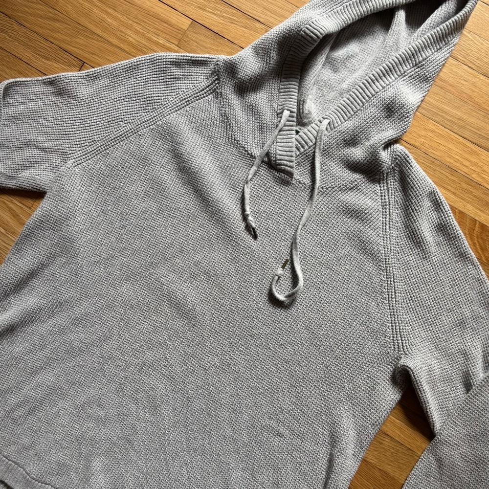 Lauren Ralph Lauren Womans Thermal Hoodie Sz L Logo Drawer String Gray Warm Prep